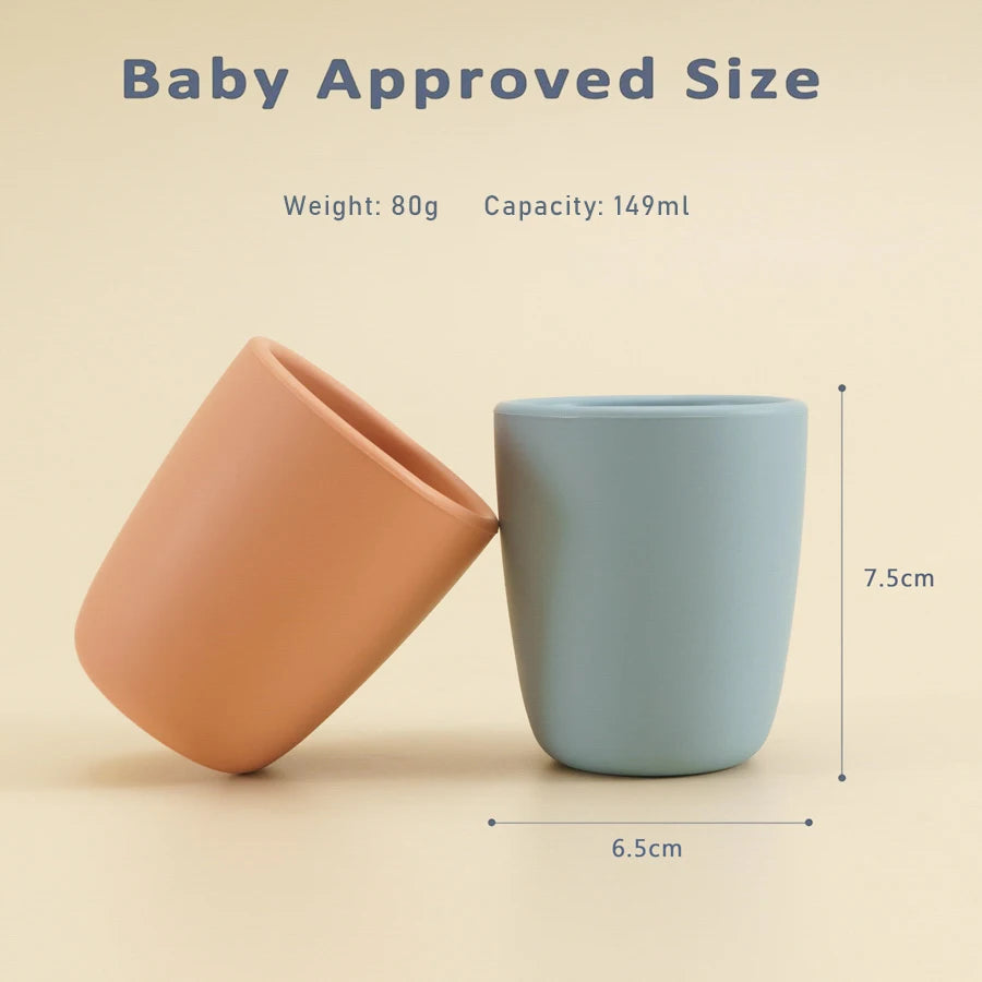 Mother Kids Things For Babies Solid Color Baby Silicone Cups Water Bottle For Children  Infant Toddler Tableware Baby Items