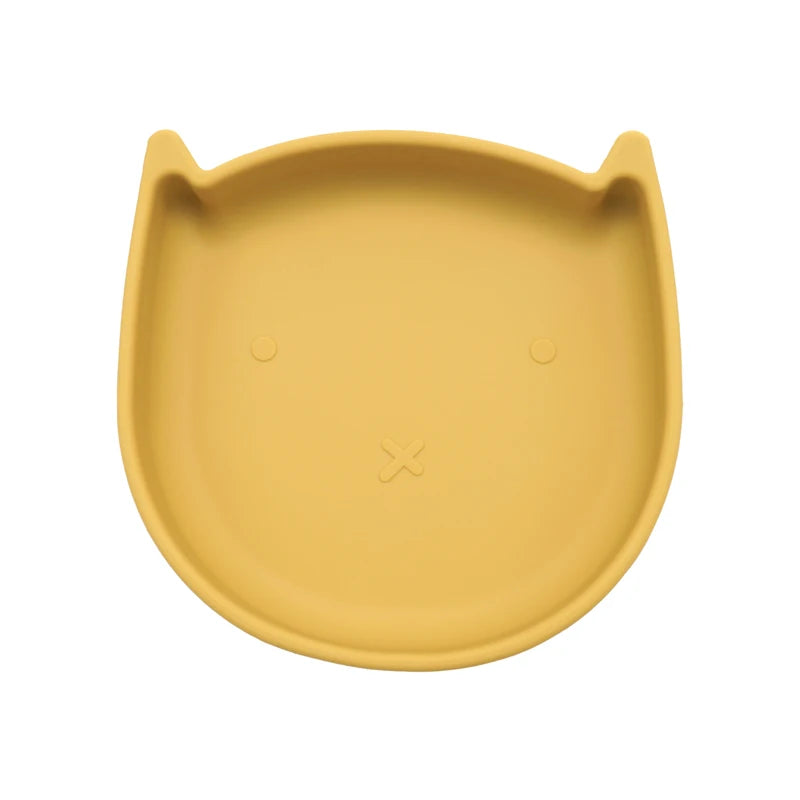 Food Grade Silicone Dish For Babies BPA Free Cartoon Cat Children Dishes Toddle Training Tableware Feeding Bowls Baby Stuff