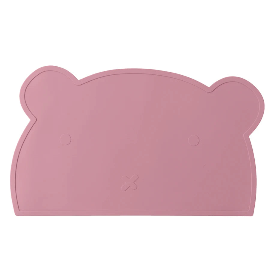 1PC Silicone Baby Placemat Waterproof Food Grade Table Mat Heat Insulation Baby Tableware Cute Cartoon Bear Shape Baby Stuff