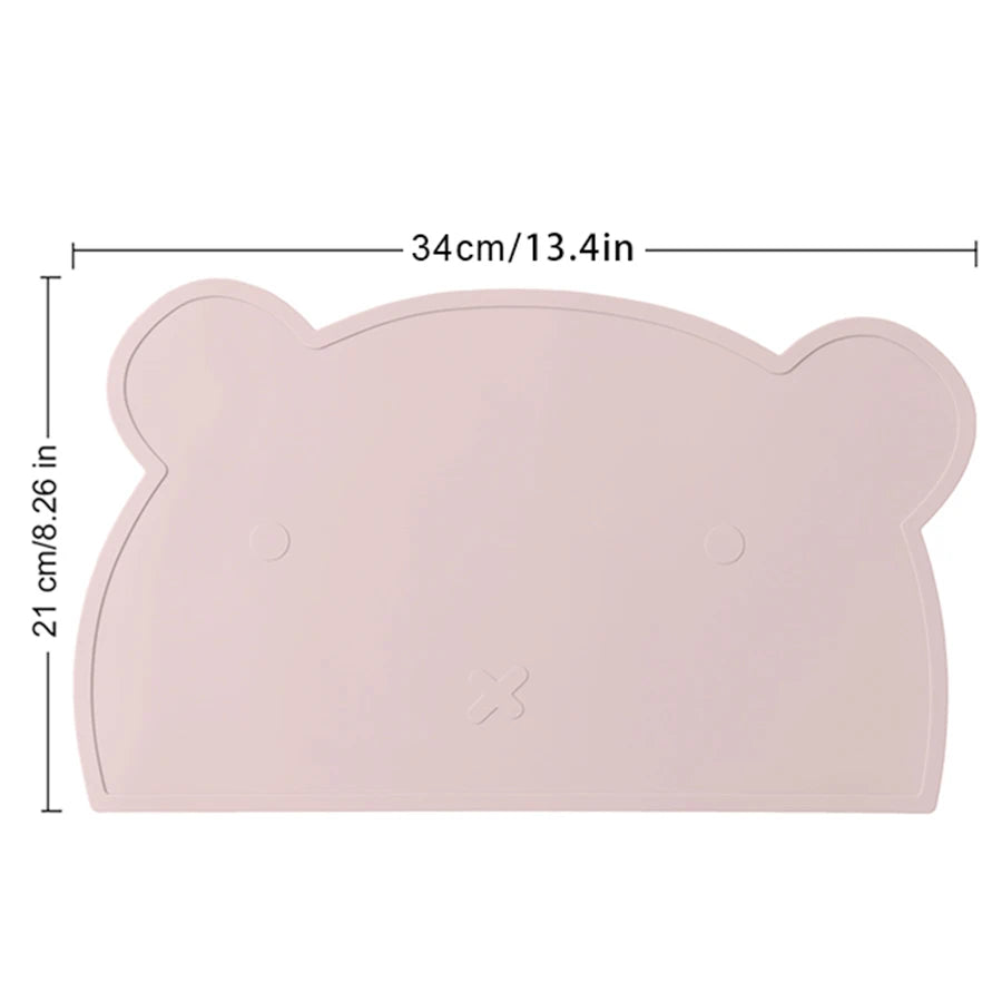 1PC Silicone Baby Placemat Waterproof Food Grade Table Mat Heat Insulation Baby Tableware Cute Cartoon Bear Shape Baby Stuff